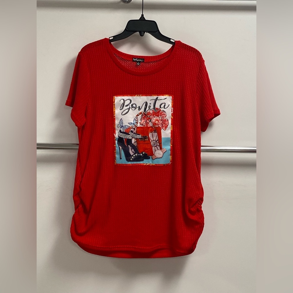 Short Sleeve Side Cinch Waffle Top w) BONITA patch (NEW)